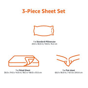 Amazon Basics Kid's Soft, Breathable, Machine Washable Microfiber 3-Piece Sheet Set with Pillowcase, Twin, Red, Solid