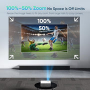 NISOO Mini Projector with WiFi and Bluetooth, 1080P Outdoor Movie Projector | 2-way Bluetooth Speaker, WiFi6, 1080P home theater, Compatible with Phone/PC/TV Stick/Roku/PS/DVD/HDMI/USB, Timer shutdown