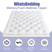 WhatsBedding 4 Inch Memory Foam Mattress Topper Queen for Back Pain Relief, Filled with Breathable Gel Memory Foam, Fluffy Comfort Supportive Pillow Top Mattress Topper, 80x60x4in