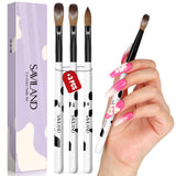SAVILAND 3PCS Acrylic Nail Brush Set Size 8/10/14 Black & White | Kolinsky Acrylic Nail Brushes, for Acrylics Application, Acrylic Powder Nail Art Extension, for Beginner & Professional