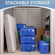 TICONN 6 Pack Extra Large Moving Bags Heavy Duty with Zippers & Carrying Handles, Durable Storage Bags Moving Boxes for Closet Organizers and Storage (6 Pack, Blue)