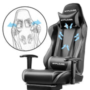 GTPLAYER Gaming Chair with Footrest, Ergonomic Computer Game Desk Chair, Reclining Gamer Chair Seat Height Adjustment, Swivel Rocker with Headrest and Lumbar (Gray)