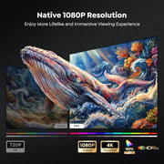 Portable Smart Projector [Bundled with Google TV Stick 14.0 & 4K Support & Dolby] with WiFi and Bluetooth HDR10,Ceiling Mini Movie Short Throw Projector Outdoor Auto Focus for Home Theater Bedroom