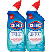 Clorox Toilet Bowl Cleaner Clinging Bleach Gel, Kills 99.9% of Bacteria and Viruses, Ocean Mist, 24 Fl Oz, Pack of 2