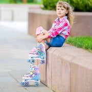 NEMONE Mermaid Adjustable Light up Roller Skates for Girls Boys | 4 Size Purple Blue Roller Skates for Toddlers, Beginner Kids Butterfly Roller Skates Indoor Outdoor