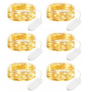 Minetom 6 Pack Battery Operated LED Fairy Lights for Christmas Decor | 20 LED Bulbs, Flexible Silver Wire, Waterproof, Lovely for DIY Crafts Wedding Table Centerpieces Decoration