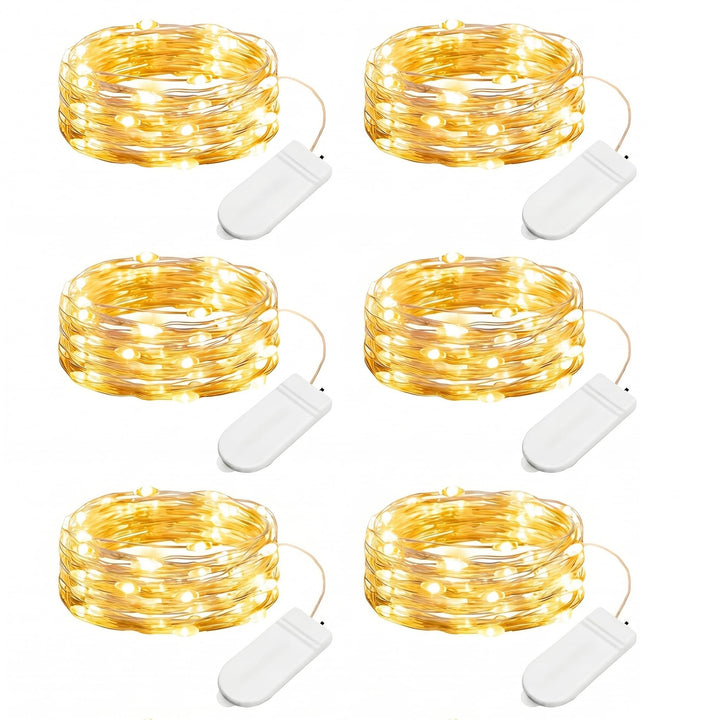 Minetom 6 Pack Battery Operated LED Fairy Lights for Christmas Decor | 20 LED Bulbs, Flexible Silver Wire, Waterproof, Lovely for DIY Crafts Wedding Table Centerpieces Decoration