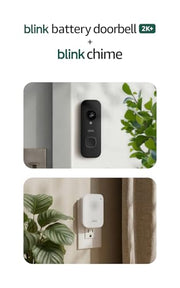 Blink Battery Doorbell 2K+ (newest model) and Blink Chime (newest model) — Wireless video doorbell, 2K resolution, in-home chime, enhanced audio. Sync Module Core included – (Black)