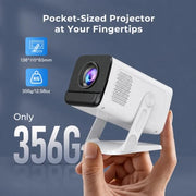 Built-in Apps 1080P 4K Support Mini Projector with Android 14, Phone Remote | Portable Smart Projector with WiFi 6 and Bluetooth 5.4 for Bedroom Auto Keystone Compatible with Netflix/iOS/HDMI/TV Stick X1