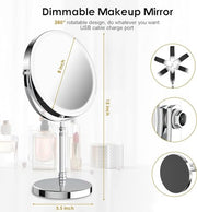 DEIOVWXS Makeup Mirror, Rechargeable Vanity Mirror with 3 Lights, 1X/10X | Adjustable Brightness, 3000mAh, Double-Sided, Gift for Mom, Women, Wife, Girls, Dorm Room Essential
