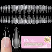 Beetles Tipex Lite Instant Apex Nail Tips, Medium Stiletto, 16 Sizes(00-14) | No Builder Gel Needed, Etched-free Acrylic Nails for DIY Salon-look False Nail Extensions, Full Cover Soft Gel Tips
