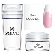 SAVILAND French Tip Tool Silicone Nail Stamper 4PCS | Long & Short Silicone Nail Stamp with Scrapers, Fast Easy French Nails, Nail Stuff for French Manicure Home DIY Salon