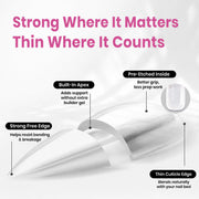 Beetles Tipex Lite Instant Apex Nail Tips, Medium Stiletto, 16 Sizes(00-14) | No Builder Gel Needed, Etched-free Acrylic Nails for DIY Salon-look False Nail Extensions, Full Cover Soft Gel Tips