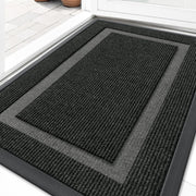 OLANLY Front Door Mat Outside 29.5x17, All-Season Heavy-Duty Rubber Doormat | Black, Absorbent, Stain and Fade Resistant, Waterproof Non-Slip Backing, Low-Profile Indoor Outdoor Floor Mat for Entryway