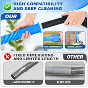 PetOde 2Pcs Dryer Vent Cleaner Kit Universal Vacuum Hose Attachment & Brush | Blue Upgraded Flexible Hose for Smooth Airflow Without Whistling Noise, Fits Most Vacuums for Deep Cleaning