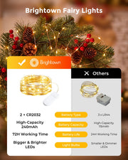 Brightown 12 Pack 7ft Battery Operated LED Fairy Lights for Xmas Decoration | 20 LED Bulbs, Warm White, Waterproof, Flexible Silver Wire, Lovely for DIY Crafts Wedding Table Centerpieces Decoration