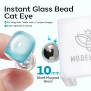 Modelones Cat Eye Magnet 5D Nail Magnet for Cateye Gel Polish Nail Stuff | White 360°Rotating Automatic Cat Eye Magnet Tool, U-Shaped&Ball Magnet&Hole&Heart Magnets for Glass Bead Nail Art