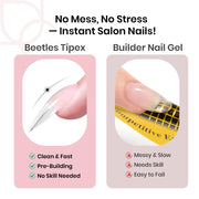 Beetles Tipex Instant Apex Nail Tips, Medium Stiletto 192pcs 16 Sizes 00-14 | No Builder Gel Needed, Etched-free Thicker Strong Acrylic Nails for DIY Salon-look Fake Nail Extensions