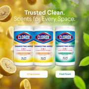 Clorox Disinfecting Wipes Cleaning Variety Pack, 75 Count, 3 Pack | Cleans, Deodorizes and Freshens, Kills 99.9 Percent of Viruses and Bacteria, Bleach Free, Crisp Lemon and Fresh Scent