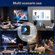 Built-in Apps 1080P 4K Support Mini Projector with Android 14, Phone Remote | Portable Smart Projector with WiFi 6 and Bluetooth 5.4 for Bedroom Auto Keystone Compatible with Netflix/iOS/HDMI/TV Stick X1