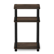 Furinno JUST Toolless 3-Tier Side Table, Open Shelf, Columbia Walnut | Soft-Corner, End Table, Night Stand, Bedside Table, for Living Room, Bedroom, Bathroom