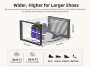 Kuject X-Large Shoe Storage Boxes 12 Pack, Clear Stackable Shoe Organizer | Drop-Front Space-Saving Shoe Cases for Closet, Entryway & Under-Bed Storage, Family Organizer,Black