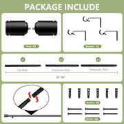 Curtain Rods 30-90 Inch, Adjustable Black Curtain Rods for Windows 1 Pack