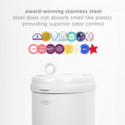 Ubbi Stainless Steel Diaper Pail, No Special Bags, Odor-Locking, White | Award-Winning Registry Must-Have, Childproof Safety Lid with Lock, Holds Up To 55 Newborn Diapers, Modern Nursery Essential