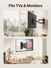 monTEK Full Motion Small TV Wall Mount for 13-43 Inch TVs up to 44 lb | ±90° Swivel, +5°/-15° Tilt, Landscape/Portrait Rotation, Extends 14.6 in, 4X Load Tested, VESA 200x200 mm, Single-Stud Mount