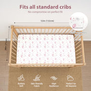 Baby Crib Sheets Girl, 3 Pack Toddler Bed Sheets Fitted 52”x28”