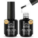 Beetles Gel Polish 9 in 1 Gel Nail Glue for Clear Acrylic Nail Tips | 2Pcs 15ml Long Lasting Nail Gel Kit for False Nails Tips, Base Blooming Nail Gel, U V Light Required, Gift for Women