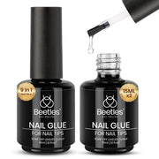 Beetles Gel Polish 9 in 1 Gel Nail Glue for Clear Acrylic Nail Tips | 2Pcs 15ml Long Lasting Nail Gel Kit for False Nails Tips, Base Blooming Nail Gel, U V Light Required, Gift for Women