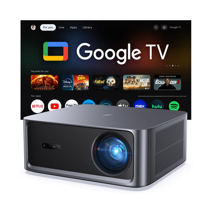 HAPPRUN 3000 ANSI Lumens Outdoor Projector with Official Google TV | 4K Supported, Dolby Audio, Auto Focus & Auto Keystone, 10K+ Apps, WiFi 6, Bluetooth, Indoor & Outdoor Movies