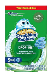Scrubbing Bubbles Continuous Clean Toilet Tank Drop-Ins, 5 Count | Automatic Toilet Bowl Cleaner, Stain Protection & Odor Control, Prevents Hard Water & Limescale Stains, Lasts up to 25 Weeks