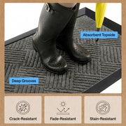 GORILLA GRIP WeatherMAX Door Mat, Indoor and Outdoor Use, Gray Diamond | 100% Waterproof Outdoor Doormat, US Designed, Stain & Fade Resistant, Low Profile Front Door Mat Easy Clean Welcome Mat 29x17