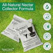 Hummer's Galore Made in USA Hummingbird Food - Ready-to-Mix Hummingbird Nectar, All-Natural Nectar Collector Formula, No Preservatives or Dyes, Makes 64 Ounces (4 Packets Included)