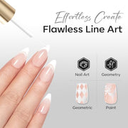 modelones White French Tip Liner Gel Polish 15ml with Precision Brush | High-Pigment Color Nail Art Gel Paint Crisp Swirl Fine Line Design Beginner Friendly Long Lasting Soak Off U V Cure Manicure