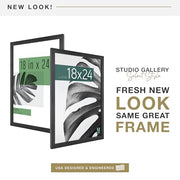 MCS Studio Gallery Poster Frame, 18x24, Black Woodgrain, 1-Pack | Studio Gallery Poster Frame For Photos & Art Prints, 18x24 Inch, Black Woodgrain Engineered Wood, 1-Pack