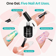 Beetles Gel Polish 2Pcs 15ml Nail Glue Kit for Acrylic Nails | 5 in 1 Super Strong Brush in Nail Gel Glue for False Nails Tips and Gel Nail Polish Led Lamp Required