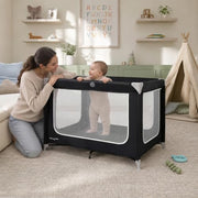 Dream On Me Zodiak Portable Playard, Compact for Travel, Carry Bag, Black | Removable Mattress Pad, Mesh Sides, Quick Fold, 30 Lb Limit - ASTM Tested for Infants & Toddlers, Indoor & Outdoor Use