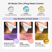 MAREE V Line Lifting Mask - Gold Face Lift Tape & Double Chin Lifting Mask | Collagen mask for neck lifting & tightening, neck wrinkle patches, face lifting tape, chin strap for double chin for women
