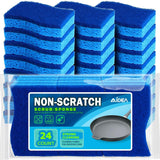 AIDEA Non Scratch Scrub Sponge-24Count, Sponges Kitchen, Sponges for Dishes | Cleaning Sponge, Cleans Fast Without Scratching, Stands Up to Stuck-on Grime, Cleaning Power for Kitchen, Household