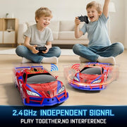 Qumcou Spider-Themed Toys for Boys 3-8,1:16 Transforming Remote Control Car | Easy 2.4GHz Controls, One-Button Transforming RC Cars.Shining Red Blue Light,360° Spins for Indoor Play.Fun Gift for Boys