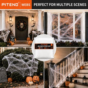 Piteno® 1200 sqft Spider Webs Halloween Decorations with 40 Fake Spiders, Stretchable Halloween Spider Webs for Indoor Outdoor Haunted House Yard Porch Party Decor (White)