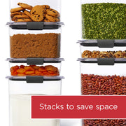 Rubbermaid Brilliance 12-Cup Airtight Food Storage Container, Perfect for Pantry Staples, Clear/Grey