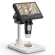 Elikliv Microscope, Digital Coin Microscope 1000x with Lights, EDM4, 4.3'' | 8 Adjustable LED Lighting, 720P LCD Microscope, Built-in Rechargeable Battery, Take Photos/Videos, Windows/MacBook Compatible