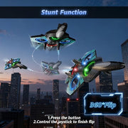 FUNPX Foam RC Plane with 3 Drone Batteries and 3*AAA Batteries (Black/Blue) | 360° flips & stunts, LED night flying, headless mode for easy control, durable foam construction, ideal for beginners aged 6+