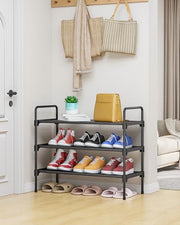 Kitsure Shoe Rack for Closet, Shoe Storage, 27.6" Wide - 3 Tiers, Black | Shoe Organizer for Closet, Entryway, Living Room, Space-Saving Shelf, Sturdy Zapateras Slots