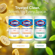Clorox Disinfecting Wipes Cleaning Variety Pack, 75 Count, 3 Pack | Cleans, Deodorizes and Freshens, Kills 99.9 Percent of Viruses and Bacteria, Bleach Free, Crisp Lemon and Fresh Scent