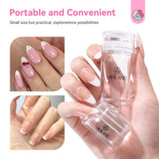 SAVILAND French Tip Tool Silicone Nail Stamper 4PCS | Long & Short Silicone Nail Stamp with Scrapers, Fast Easy French Nails, Nail Stuff for French Manicure Home DIY Salon